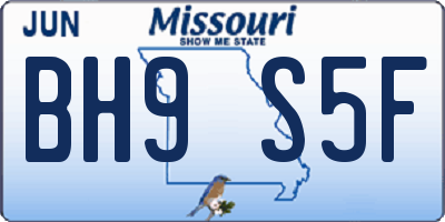 MO license plate BH9S5F
