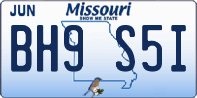 MO license plate BH9S5I