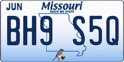 MO license plate BH9S5Q