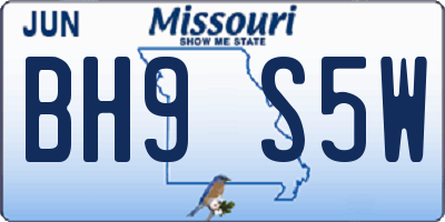 MO license plate BH9S5W