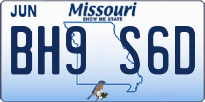 MO license plate BH9S6D