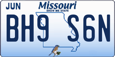 MO license plate BH9S6N