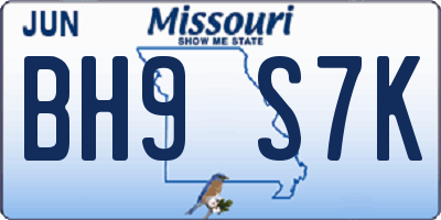 MO license plate BH9S7K
