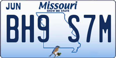 MO license plate BH9S7M