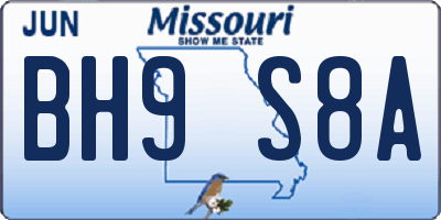 MO license plate BH9S8A