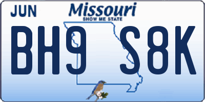 MO license plate BH9S8K