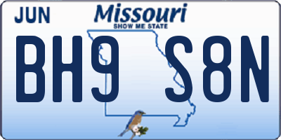 MO license plate BH9S8N
