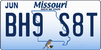 MO license plate BH9S8T