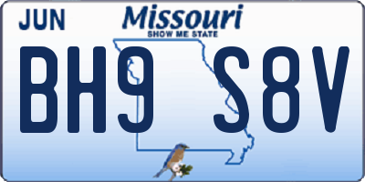 MO license plate BH9S8V