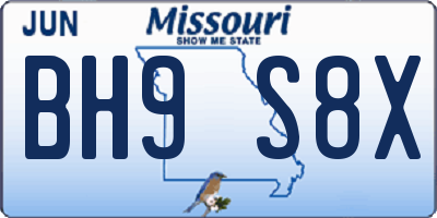 MO license plate BH9S8X