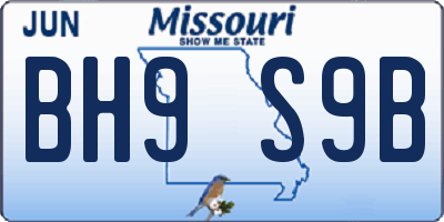 MO license plate BH9S9B