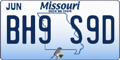 MO license plate BH9S9D
