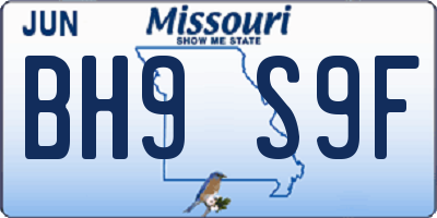 MO license plate BH9S9F