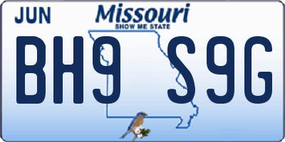 MO license plate BH9S9G