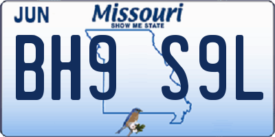 MO license plate BH9S9L