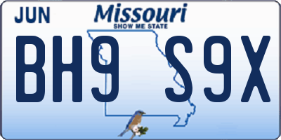 MO license plate BH9S9X
