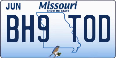 MO license plate BH9T0D