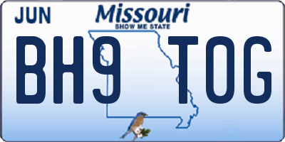 MO license plate BH9T0G