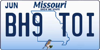 MO license plate BH9T0I