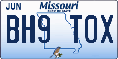 MO license plate BH9T0X