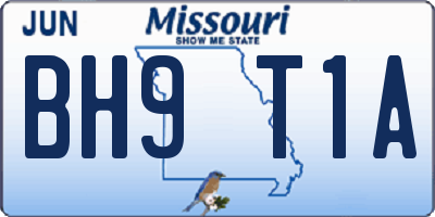 MO license plate BH9T1A