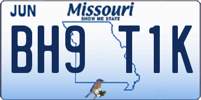 MO license plate BH9T1K