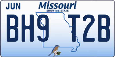 MO license plate BH9T2B