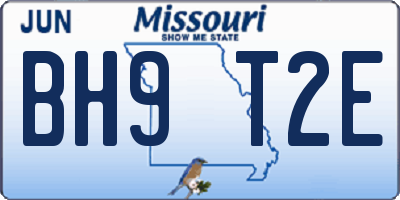 MO license plate BH9T2E