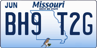MO license plate BH9T2G