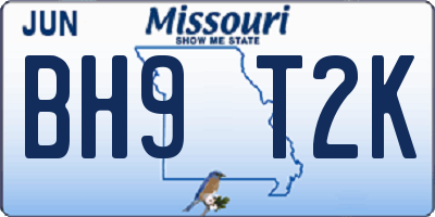 MO license plate BH9T2K