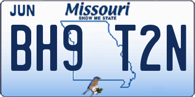 MO license plate BH9T2N