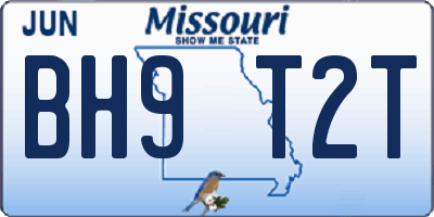 MO license plate BH9T2T