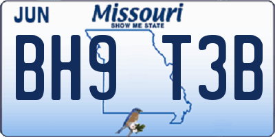 MO license plate BH9T3B