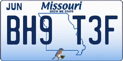MO license plate BH9T3F