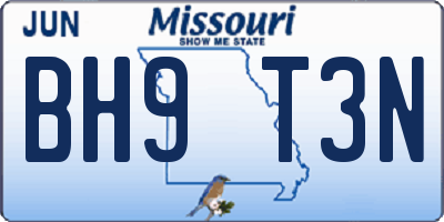 MO license plate BH9T3N