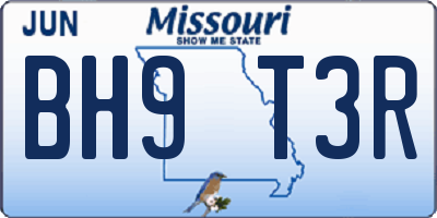 MO license plate BH9T3R