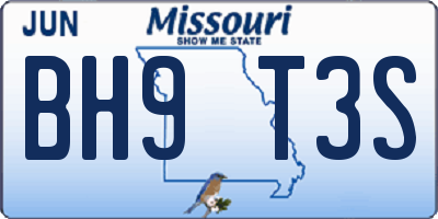 MO license plate BH9T3S