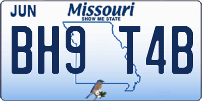 MO license plate BH9T4B