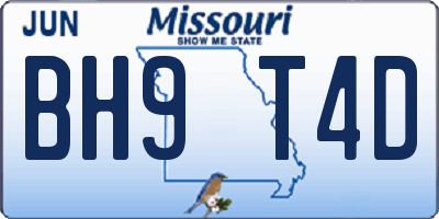 MO license plate BH9T4D