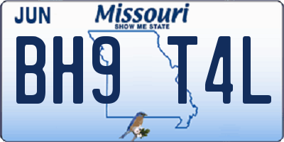 MO license plate BH9T4L