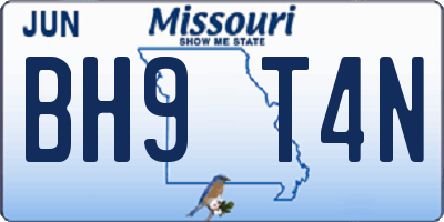 MO license plate BH9T4N
