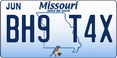 MO license plate BH9T4X