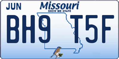 MO license plate BH9T5F