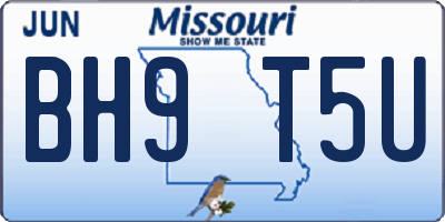 MO license plate BH9T5U