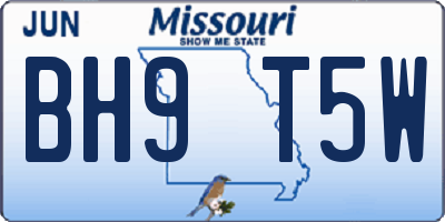 MO license plate BH9T5W