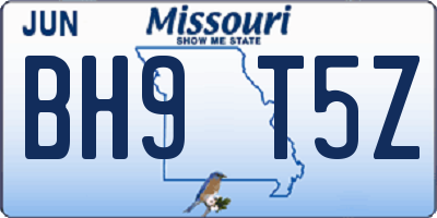 MO license plate BH9T5Z