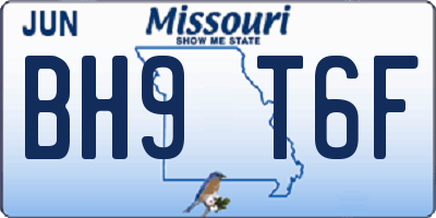 MO license plate BH9T6F