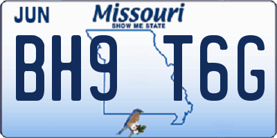 MO license plate BH9T6G