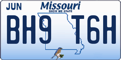 MO license plate BH9T6H