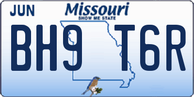 MO license plate BH9T6R